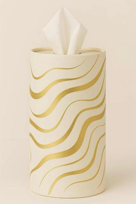 Premium Tissue Canister — Golden Waves